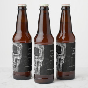 ゴシック半スカルカッコいい白黒グランジ ビールラベル
