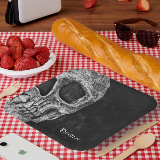 ゴシック半スカルカッコいい白黒グランジ ペーパープレート (ピクニック)