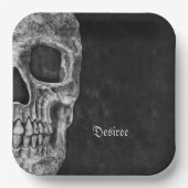 ゴシック半スカルカッコいい白黒グランジ ペーパープレート (正面)