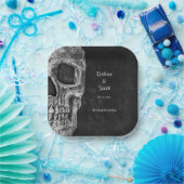 ゴシック半スカルカッコいい白黒グランジ ペーパープレート (パーティー)