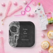 ゴシック半スカルカッコいい白黒グランジ ペーパープレート (パーティー)