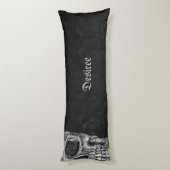 ゴシック半スカルカッコいい白黒グランジ ボディピロー (裏面 (縦))