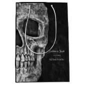 ゴシック半スカルカッコいい白黒グランジ ミディアムペーパーバッグ (正面)