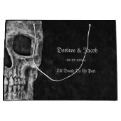 ゴシック半スカルカッコいい白黒グランジ ラージペーパーバッグ (正面)