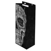 ゴシック半スカルカッコいい白黒グランジ ワインギフトバッグ (正面アングル)