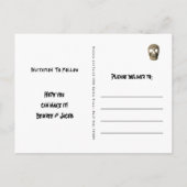 ゴシック半視半身スカル頭部ヴィンテージ保存日 インビテーションポストカード (裏面)