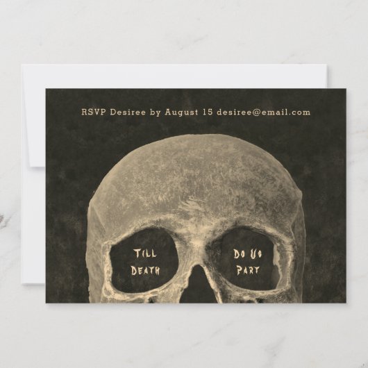 ゴシック半身スカル頭部ヴィンテージセピアハロウェディング 案内状 (裏面)