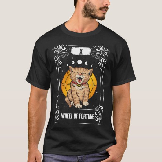 ゴシック占星術オカルト運命の輪キャットタロット Tシャツ (正面)