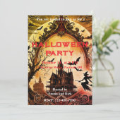 ゴシック古いビクトリアンヴィンテージ怖いハロウィーン 招待状 (スタンド正面)