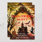 ゴシック古いビクトリアンヴィンテージ怖いハロウィーン 招待状 (正面/裏面)