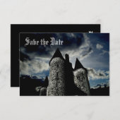 ゴシック城のシーン Save the Date 招待状 (正面/裏面)