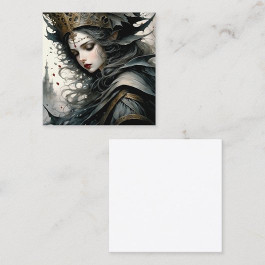ゴシック城の美しい女性、美しい目。C スクエア名刺 (正面/裏面)