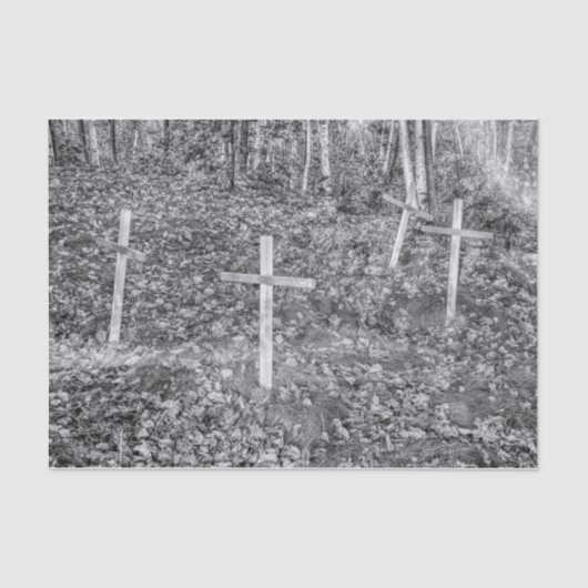 ゴシック墓地クロス白黒ヴィンテージ 薄葉紙 (正面)