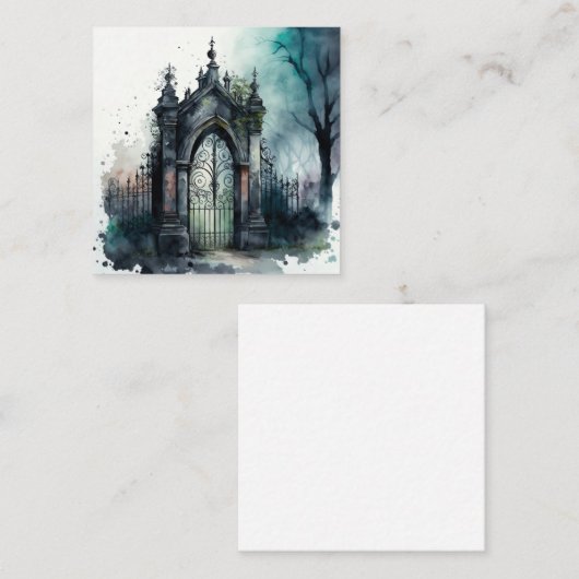 ゴシック墓地ゲートシリーズデザイン11 スクエア名刺 (正面/裏面)