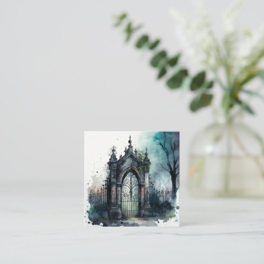 ゴシック墓地ゲートシリーズデザイン11 スクエア名刺 (スタンド正面)