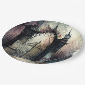 ゴシック墓地ゲートシリーズデザイン12 ペーパープレート (アングル)