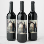 ゴシック墓地ゲートシリーズデザイン12 ワインラベル (ボトル)
