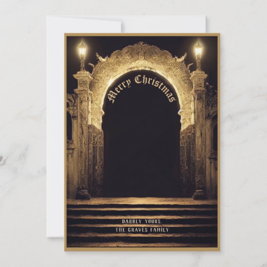 ゴシック墓地シーンメリークリスマスホリデーカード シーズンカード (正面)