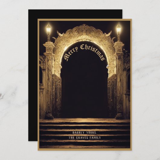 ゴシック墓地シーンメリークリスマスホリデーカード シーズンカード (正面/裏面)