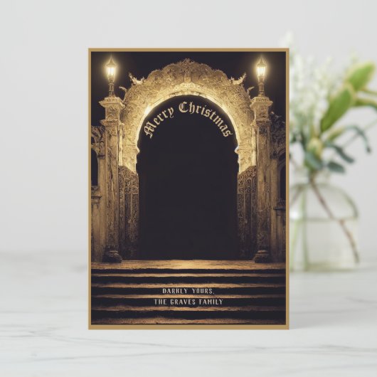 ゴシック墓地シーンメリークリスマスホリデーカード シーズンカード (スタンド正面)