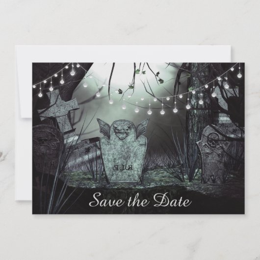 ゴシック墓地 Save the Date 結婚招待状 招待状 (正面)