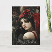 ゴシック女性のクリスマスカード サンキューカード (正面)