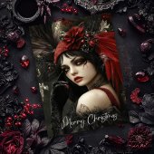 ゴシック女性のクリスマスカード サンキューカード