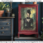 ゴシック女性、ヴィンテージドレビクトリアンスBC3デコページ 薄葉紙