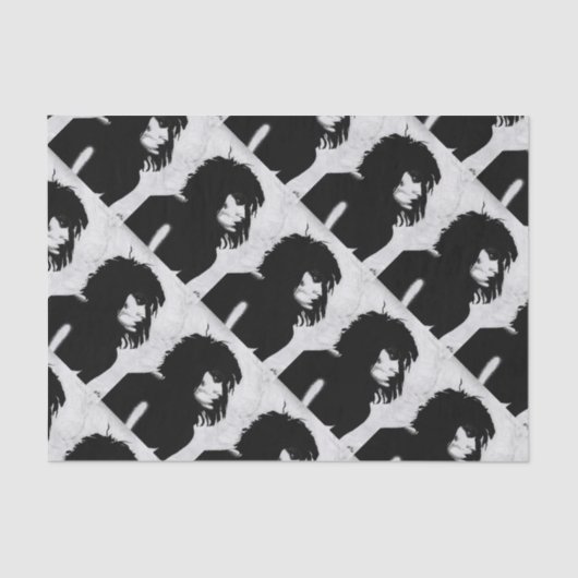 ゴシック女神ポートレートオリジナルアート白黒 薄葉紙 (正面)