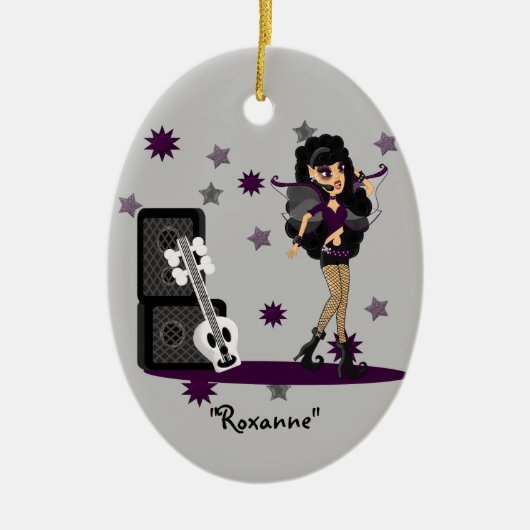 ゴシック妖精の国とスカルギター セラミックオーナメント (正面)