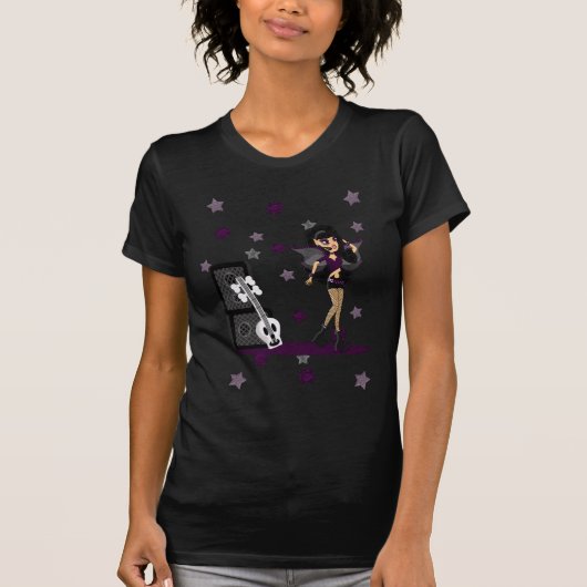 ゴシック妖精の国とスカルギター Tシャツ (正面)