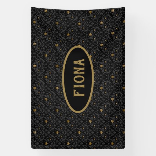 ゴシック子供部屋ブラックバラダマスクパーソナライズされた 横断幕 (縦)