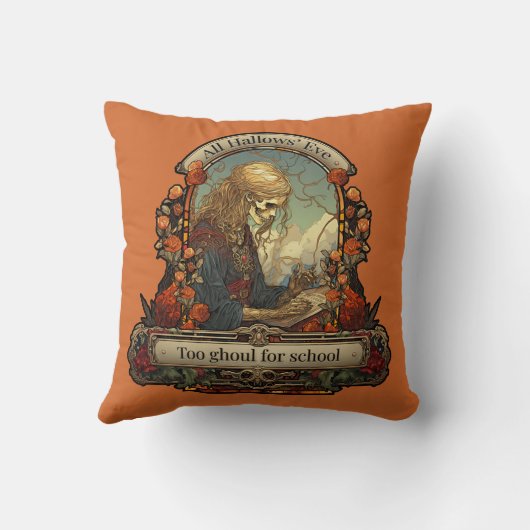 ゴシック学生スケルトンおもしろい引用文ハロウィーン クッション (裏面)