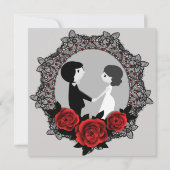 ゴシック宝石飾りバラレースカメオ招待状 招待状 (裏面)