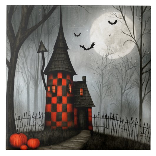 ゴシック市松模様のハロウィンタワー タイル (正面)