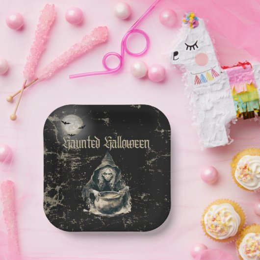 ゴシック幽霊のよく出るハウスウィッチハロウィーンの衣装パーティー ペーパープレート (パーティー)