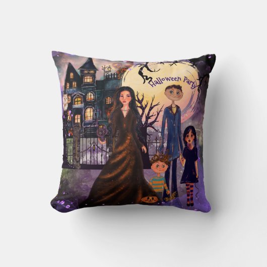 ゴシック幽霊のよく出るハウスモンスターファミリーピロー クッション (正面)