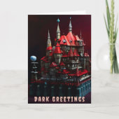 ゴシック幽霊のよく出るファミリービクトリアンレッドハウスグリーティング カード (正面)