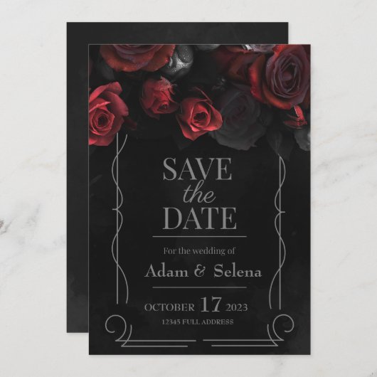 ゴシック式結婚式の招待状を保存 招待状 (正面/裏面)