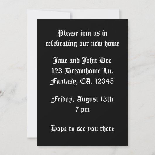 ゴシック引っ越し祝いパーティーパーティー 招待状 (裏面)