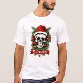 ゴシック応援:死のスカルメリークリスマス Tシャツ