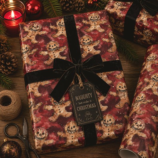 ゴシック悪魔のジンジャーブレッド スプーキー クリスマス ラッピングペーパー