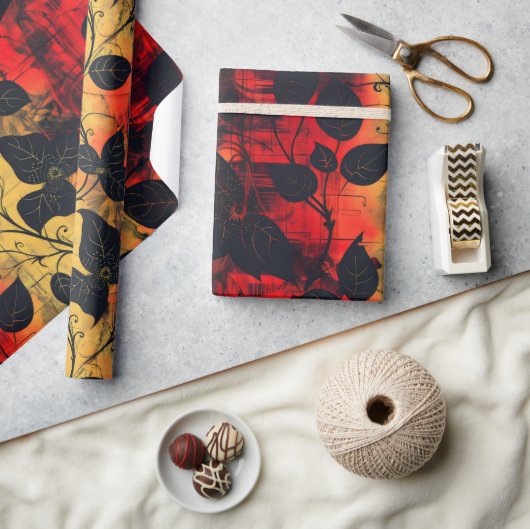 ゴシック感じ暗黒の黄色 ラッピングペーパー (クラフト)