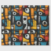 ゴシック感じ暗黒、赤、黄抽象芸術 ラッピングペーパー (フラット)