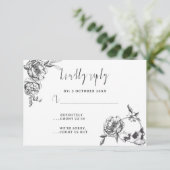 ゴシック手描き花スカルRSVPカード 出欠カード (スタンド正面)