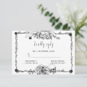 ゴシック手描き花スカルRSVPカード 出欠カード (スタンド正面)