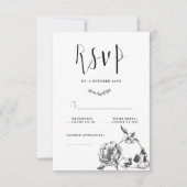 ゴシック手描き花スカルRSVPカード 出欠カード (正面)