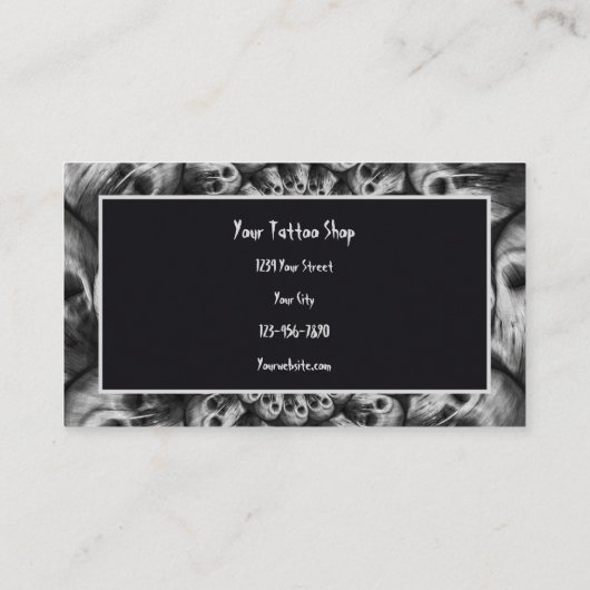 ゴシック抽象芸術スカル白黒モノグラム 名刺 (裏面)