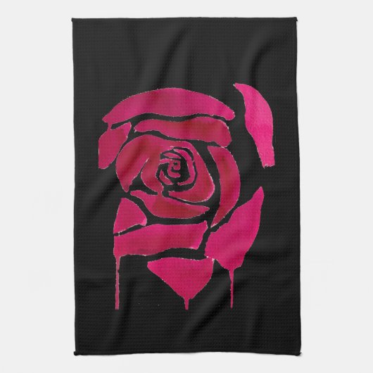 ゴシック抽象芸術バラ水彩原画 キッチンタオル (縦)