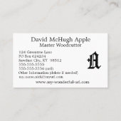 ゴシック文字「A」クラシック英語イニシャル 名刺 (裏面)